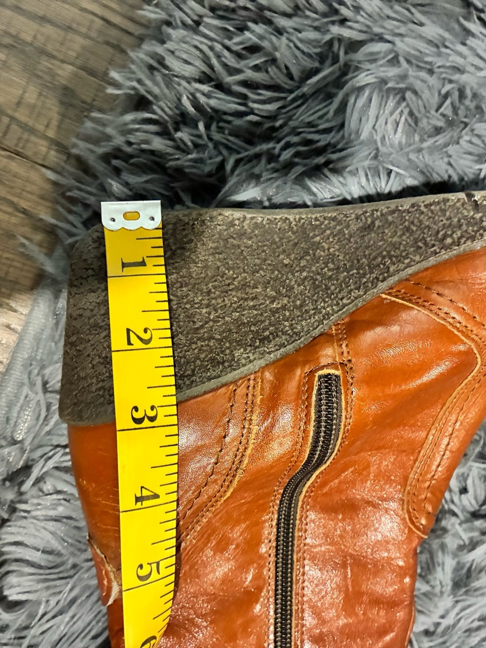 Vintage-Inspired Brown Leather Tall Boots Block Heel EU 39 - Picture 11 of 13
